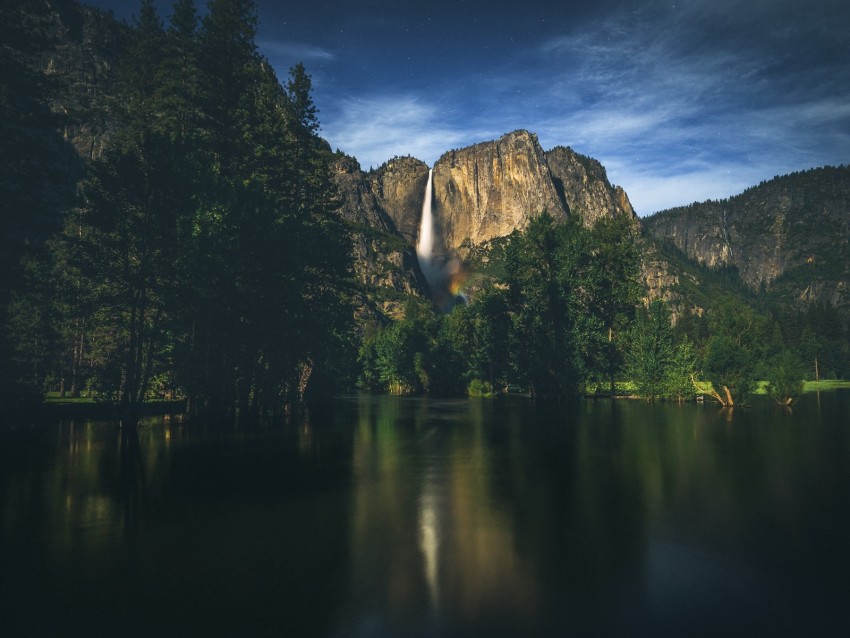 mountains, lake, landscape, evening, sky