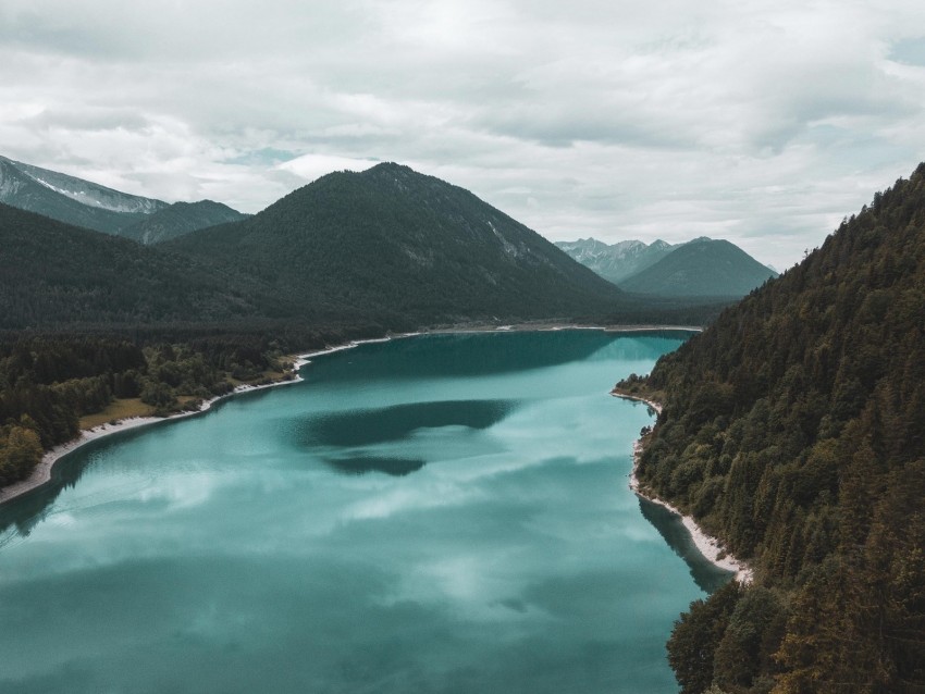 mountains, lake, landscape, sylvenstein, bavaria, germany