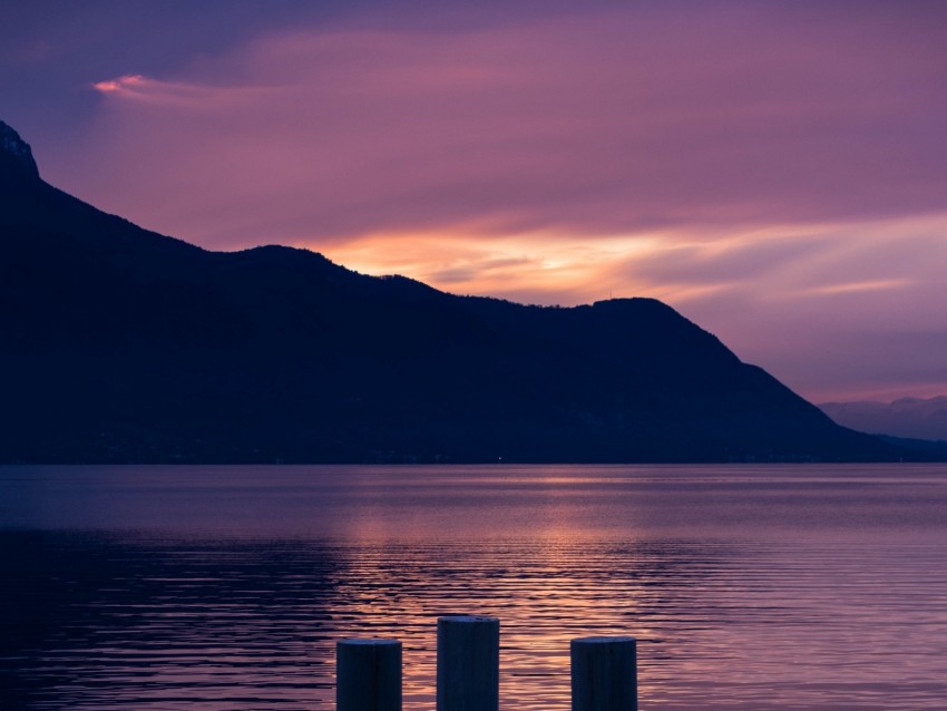 mountains, lake, sunset, switzerland