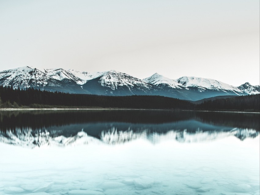 Mountains Lake Water Horizon Background