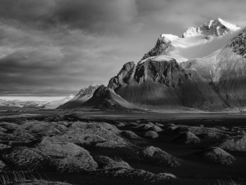 Mountains Landscape Bw Hilly Gloomy Background