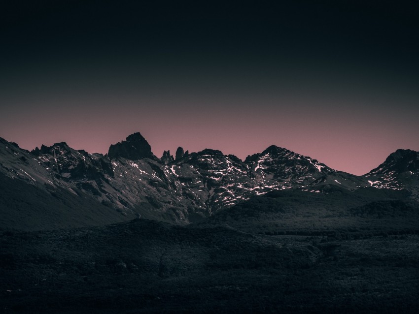 mountains, landscape, twilight, evening, sky, purple