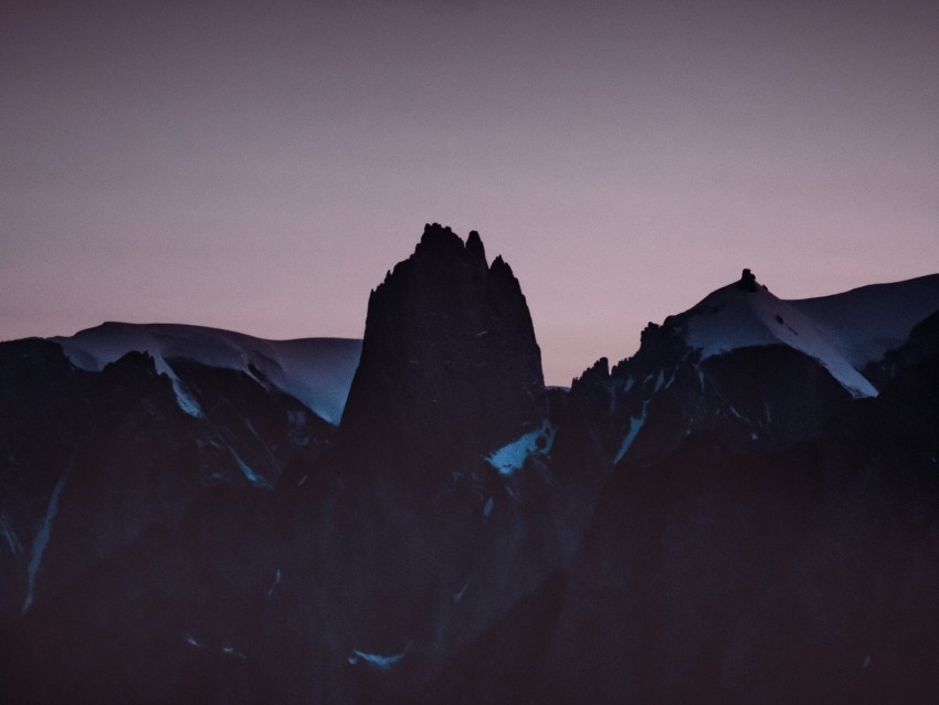 mountains, night, sky, dark, peaks