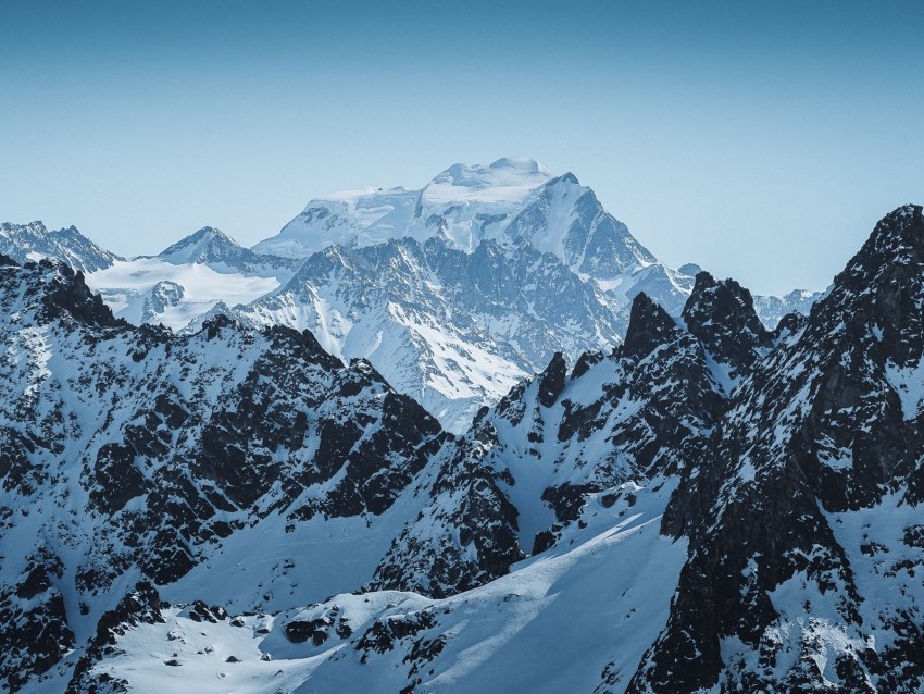 Mountains Peak Alps Snowy Mountain Range Background