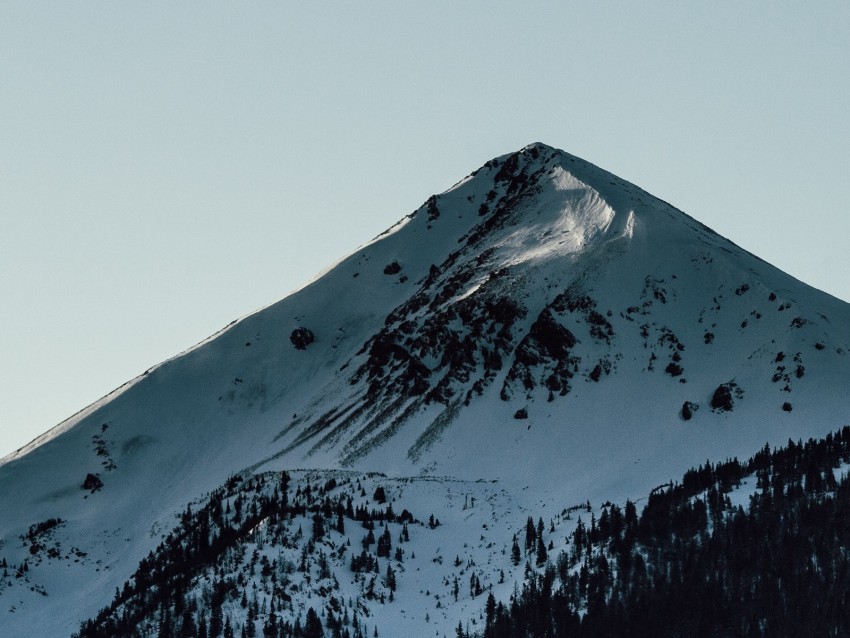 mountains, peak, snow, snowy, sky