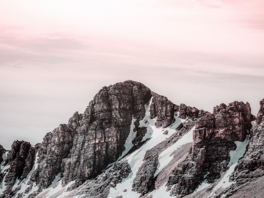 Mountains Peak Snow Stones Landscape Background