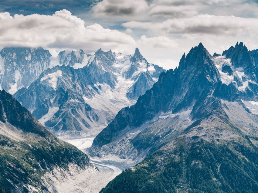 Mountains Peaks Aerial View Road Chamonix France Background