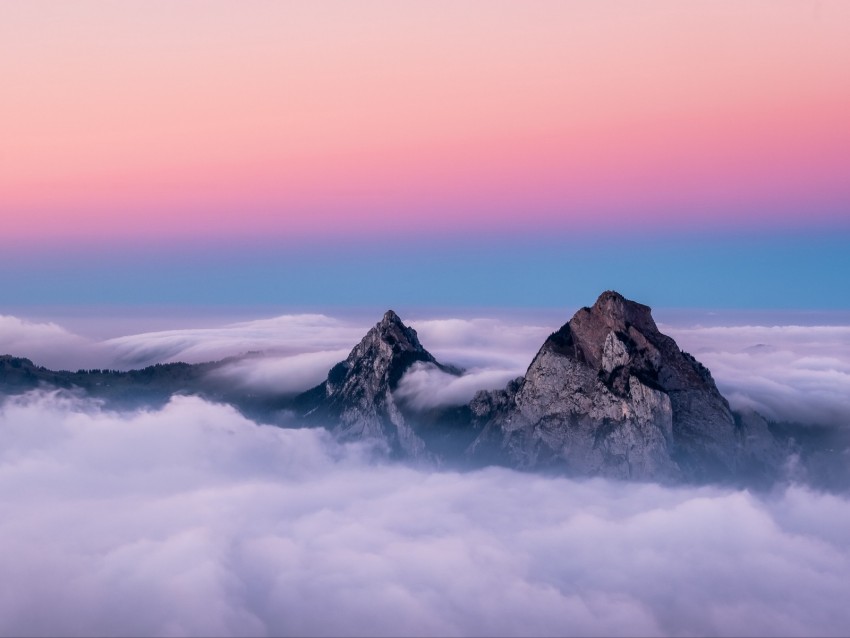 mountains, peaks, clouds, sky, switzerland