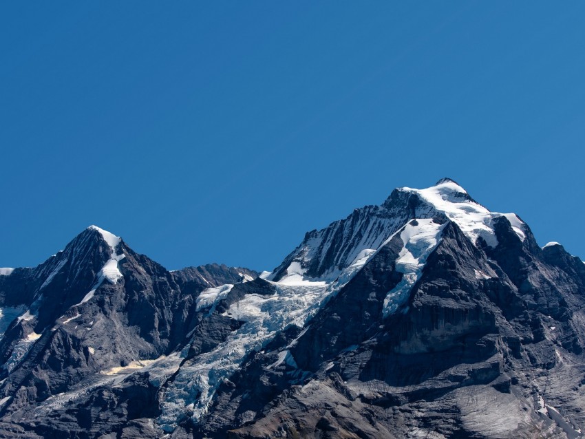 mountains, peaks, sky, cloudless, landscape