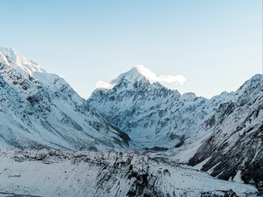 Mountains Peaks Snow Landscape Mountain Range Background