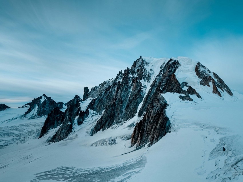 mountains, peaks, snowy, snow, landscape