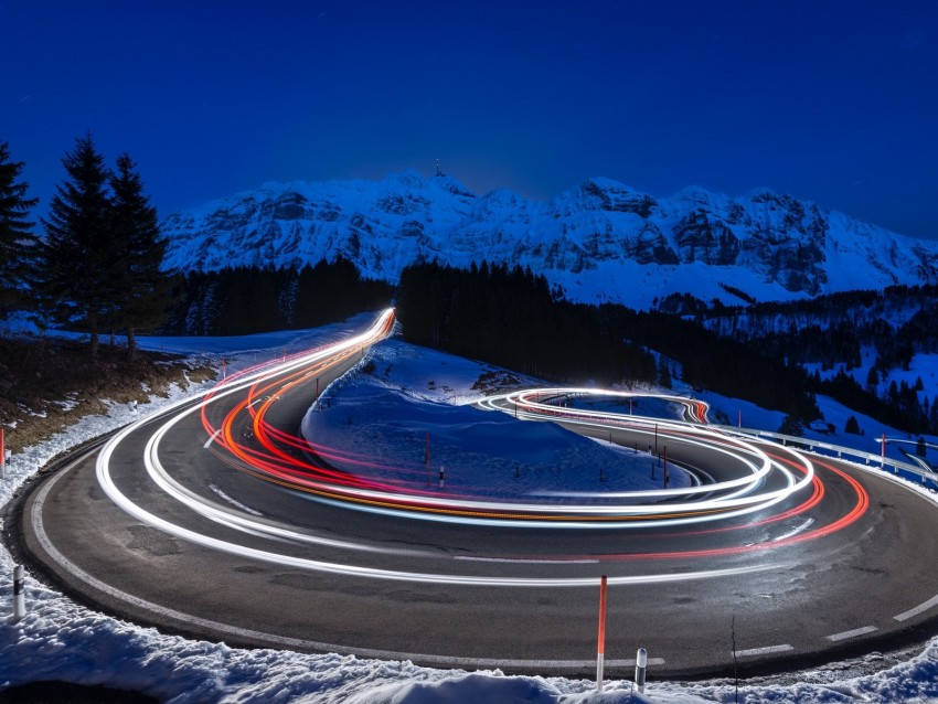 Mountains Road Long Exposure Switzerland Background