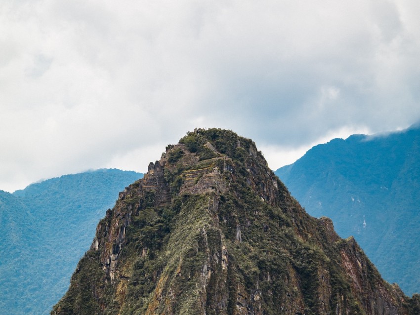 mountains, rock, peak, clouds, landscape