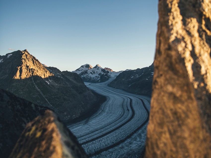 mountains, rocks, road, snow, nature