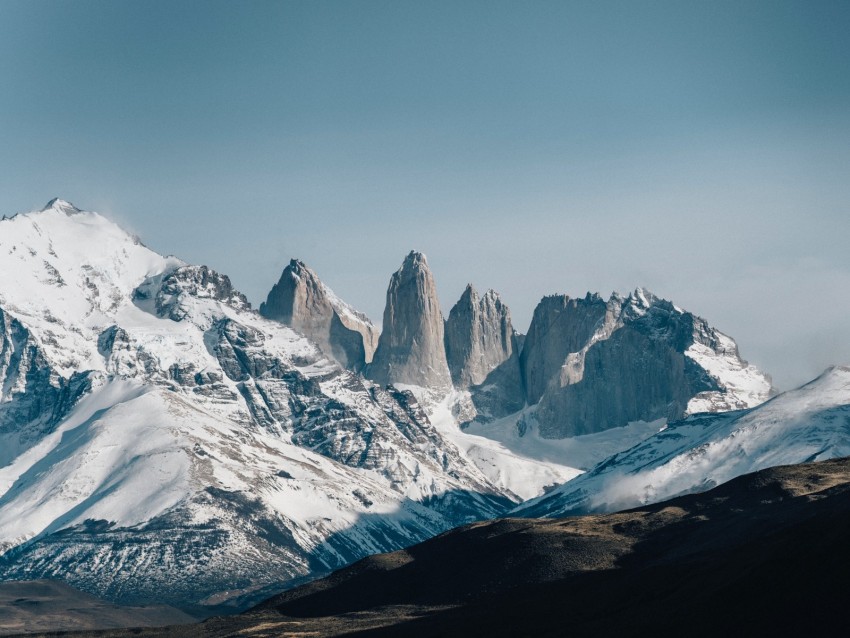 Mountains Rocks Snowy Landscape Background