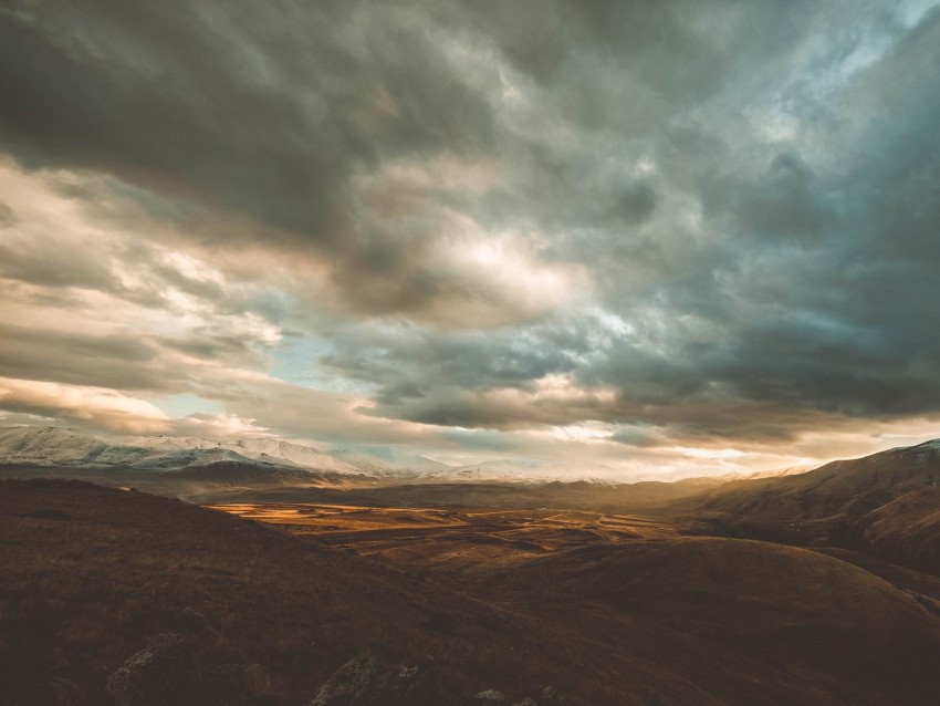 mountains, sky, clouds, landscape, armenia