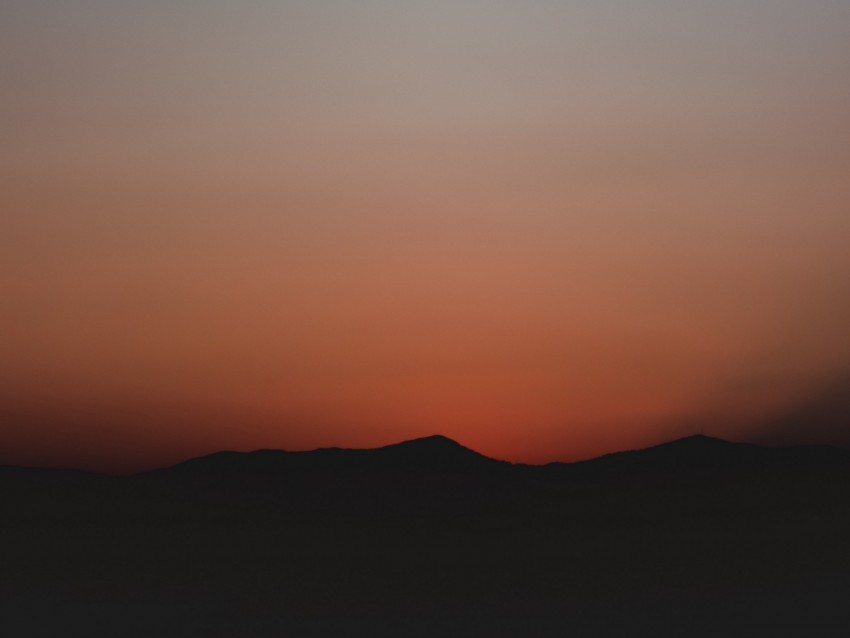 mountains, sky, gradient, dark, sunset