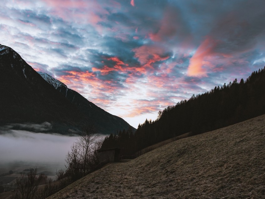 mountains, sky, grass, clouds, south tyrol, italy