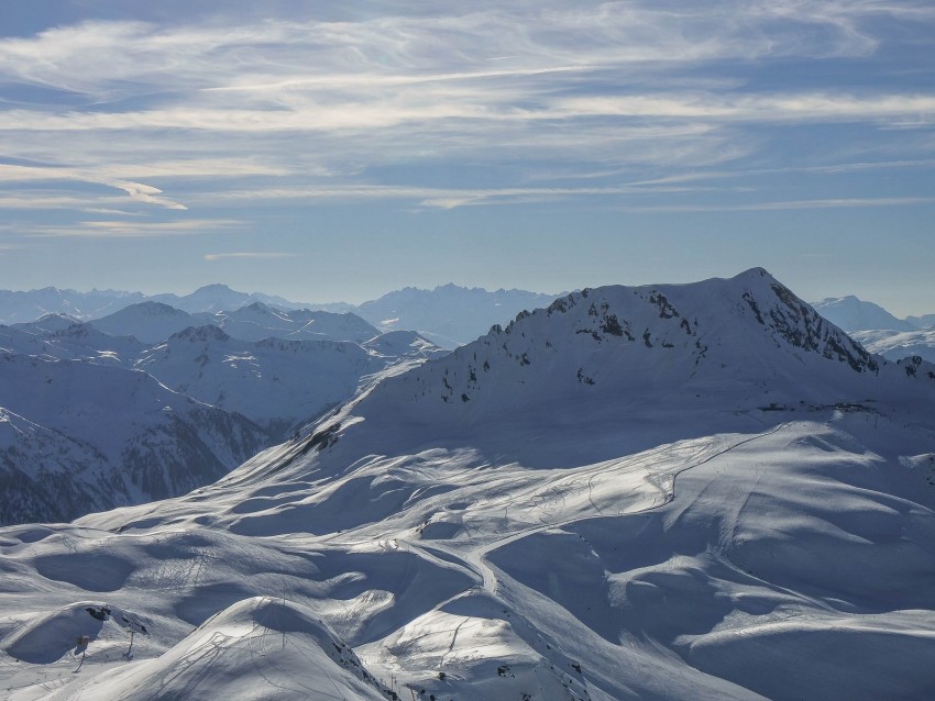 Mountains Snow Landscape Sun Paths Ski Background