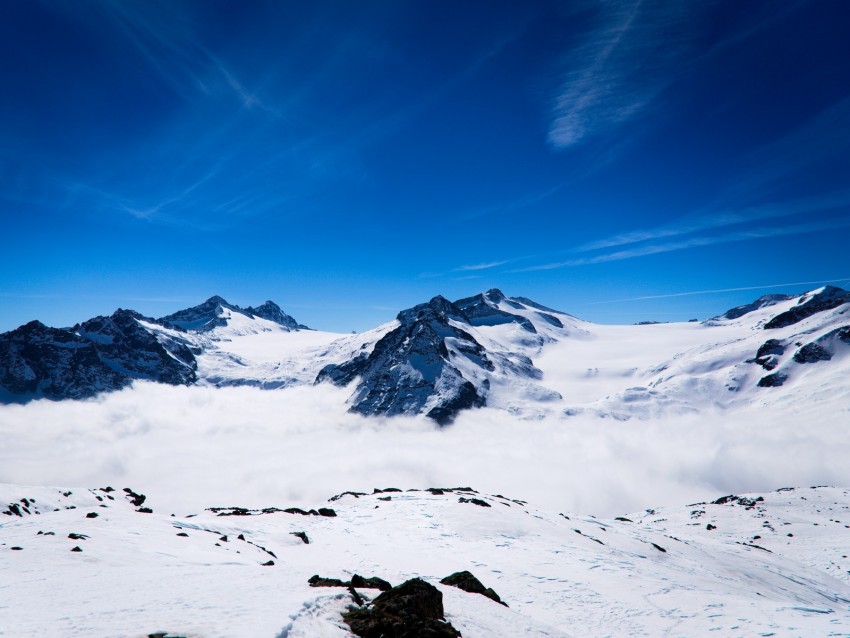 mountains, snow, peak, snowy, landscape