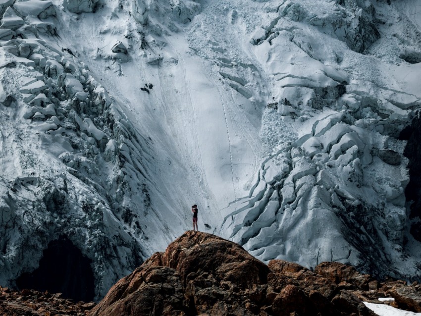 mountains, snow, sand, stones