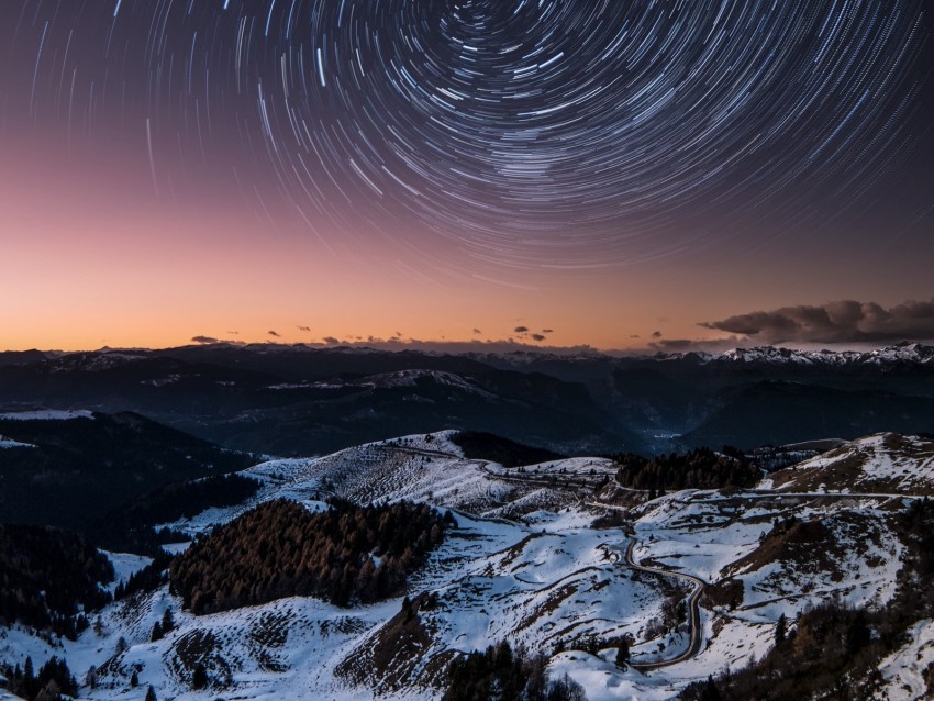 Mountains Starry Sky Night Peak Dolomites Italy Background