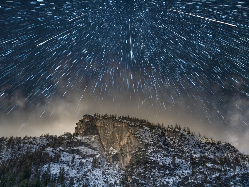 mountains, stars, fireworks, dolomites, italy