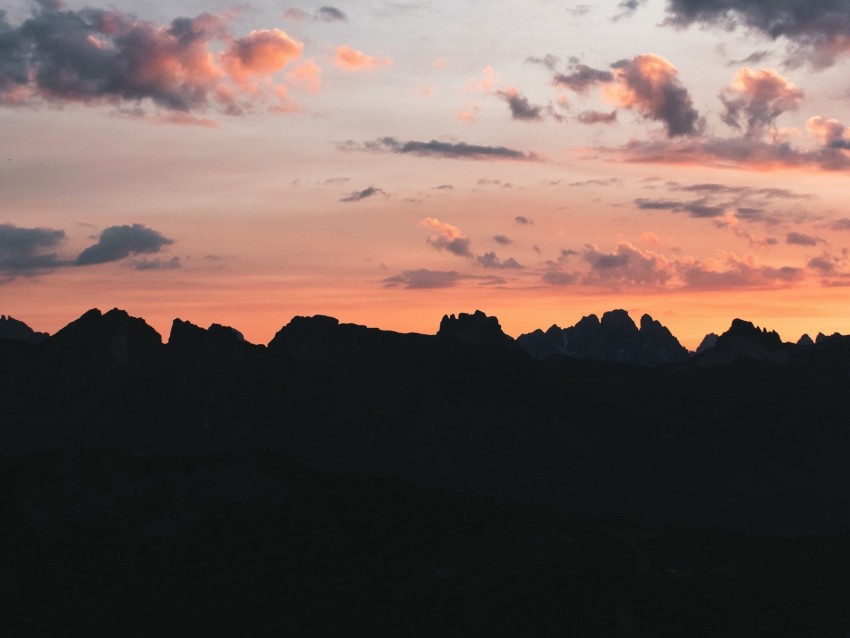 Mountains Sunset Dark Dusk Landscape Background