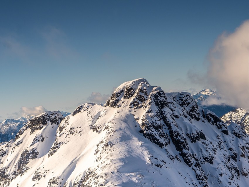 Mountains Top Snow Slope Height Background