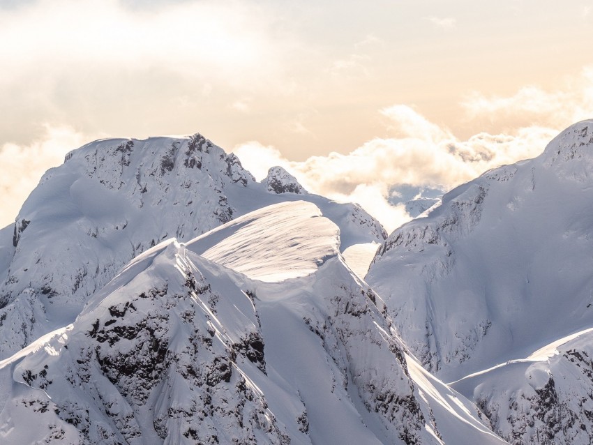 Mountains Top Snowy Slopes Mountain Range Background