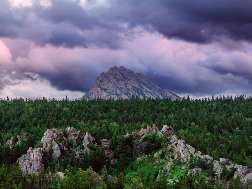 mountains, trees, taganay, national park, urals, russia