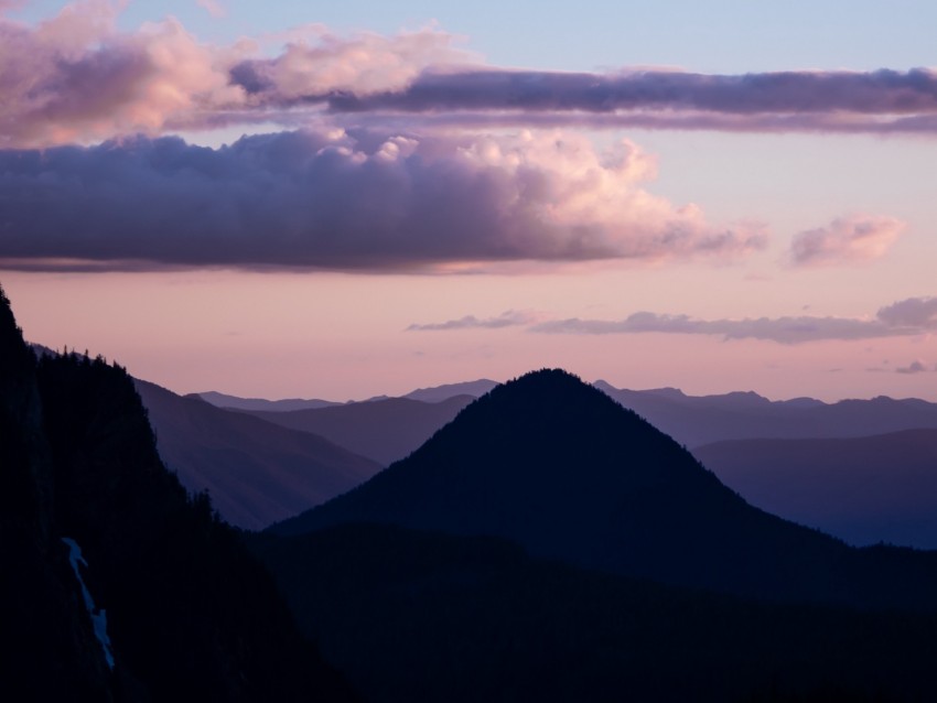 Mountains Twilight Landscape Clouds Horizon Background