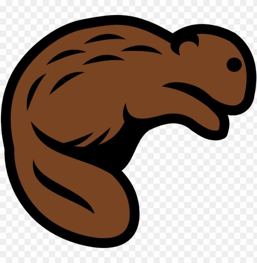 Stylized brown beaver silhouette with a curved tail PNG