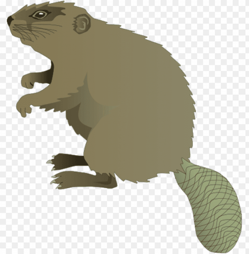 Illustration of a brown furry animal with a bushy tail, side view PNG