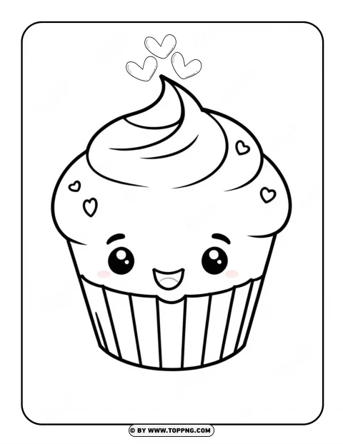 Muffin In Dibujos Kawaii Dessert Coloring Page PNG Transparent Background