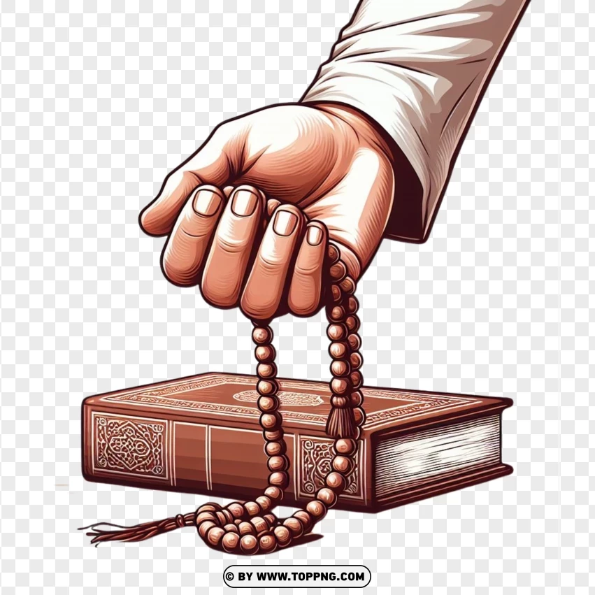 Muslim Hand Holding Prayer Beads PNG Transparent Background