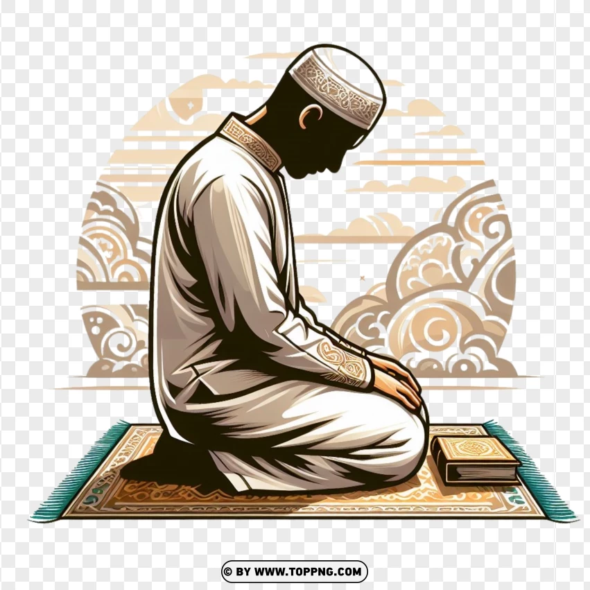 Islamic,praying,dua,isolated, islamic, Eid, cartoon