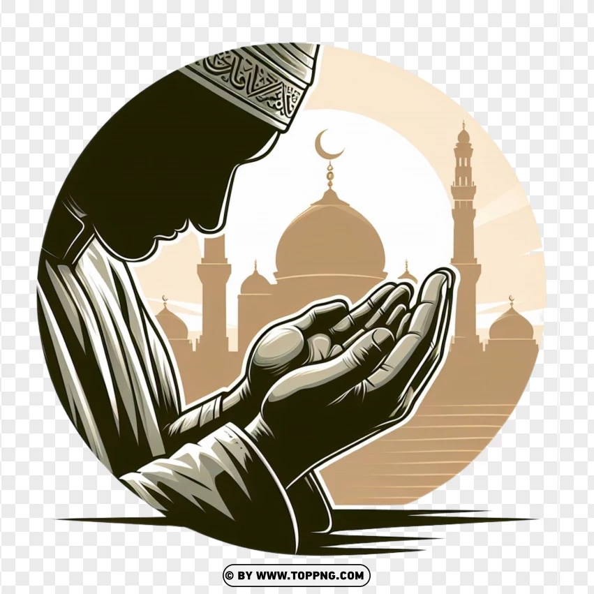 Muslim Man Praying Silhouette Logo PNG Transparent Background