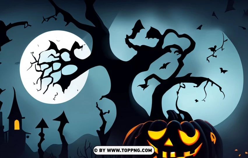 Mystical Halloween Night Atmosphere Concept Vector PNG Transparent Background