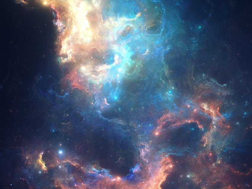 nebula, glowing, space, galaxy, stars, bright, color