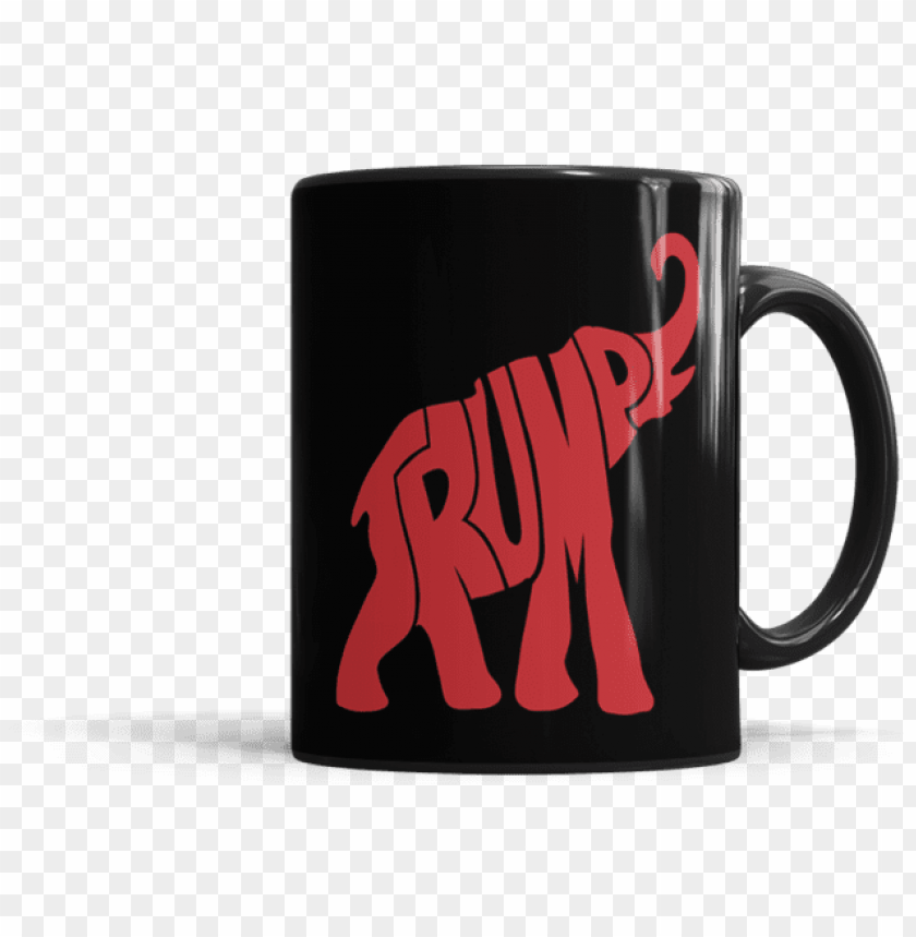 mug, black mug, elephant design, red color, graphic mug, artistic mug, novelty drinkware