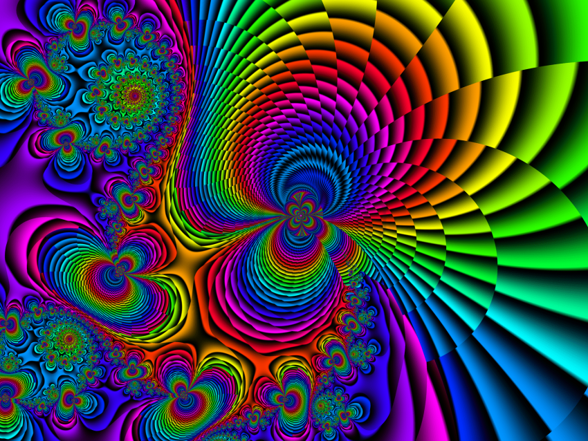 colorful swirl, vibrant patterns, abstract art, psychedelic design, rainbow colors, spiral shapes, fractal patterns