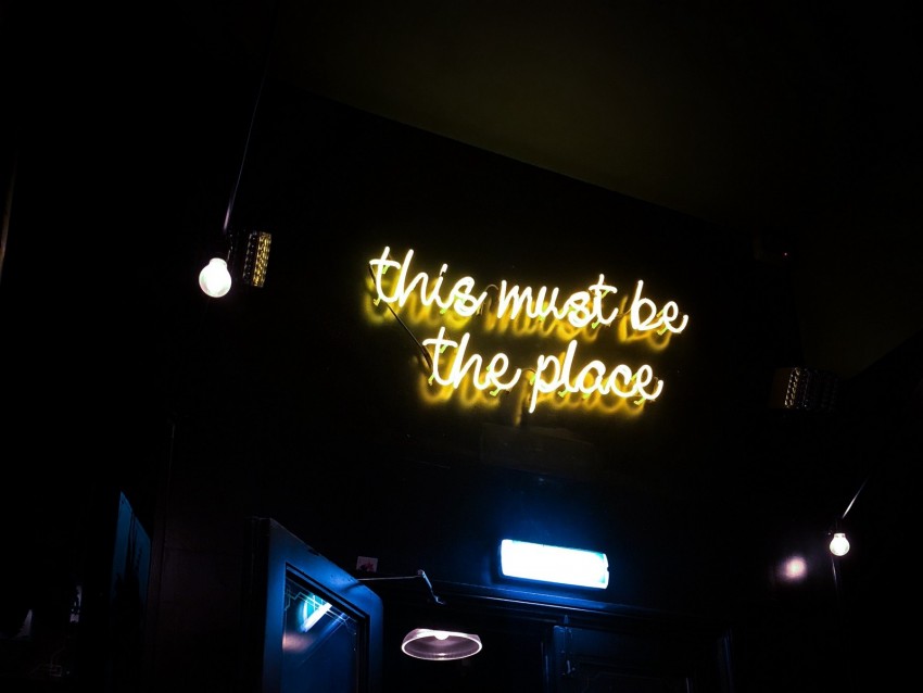 neon, inscription, wall, lights, dark