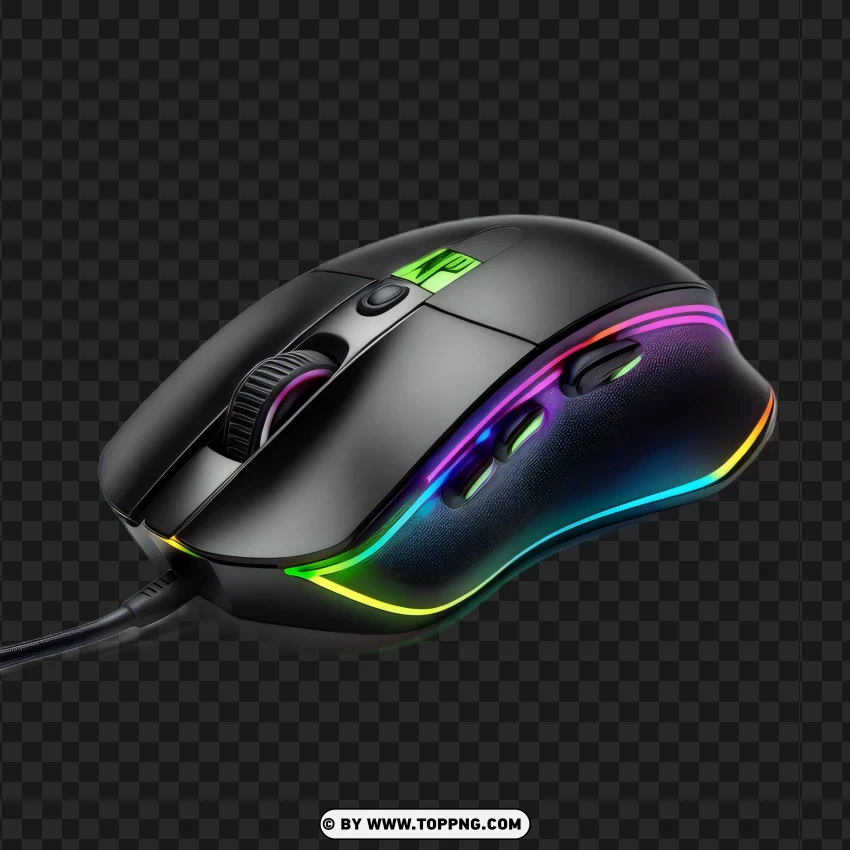 Neon Led Wired Gaming Mouse In PNG Transparent Background