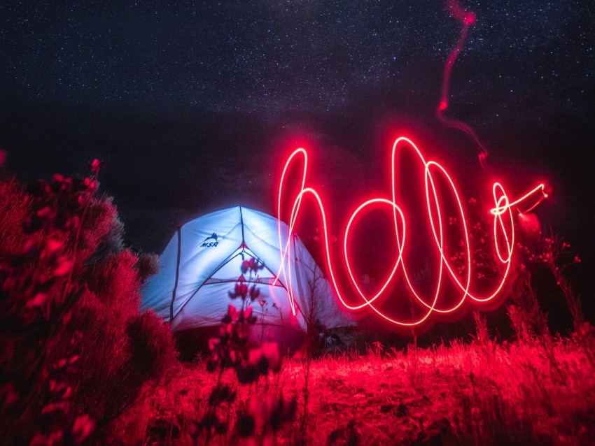 neon, light, long exposure, movement, night, red