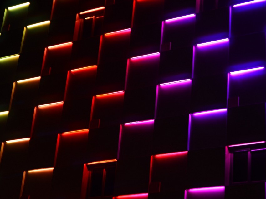 neon lights, illuminated wall, colorful design, modern architecture, nightlife aesthetics