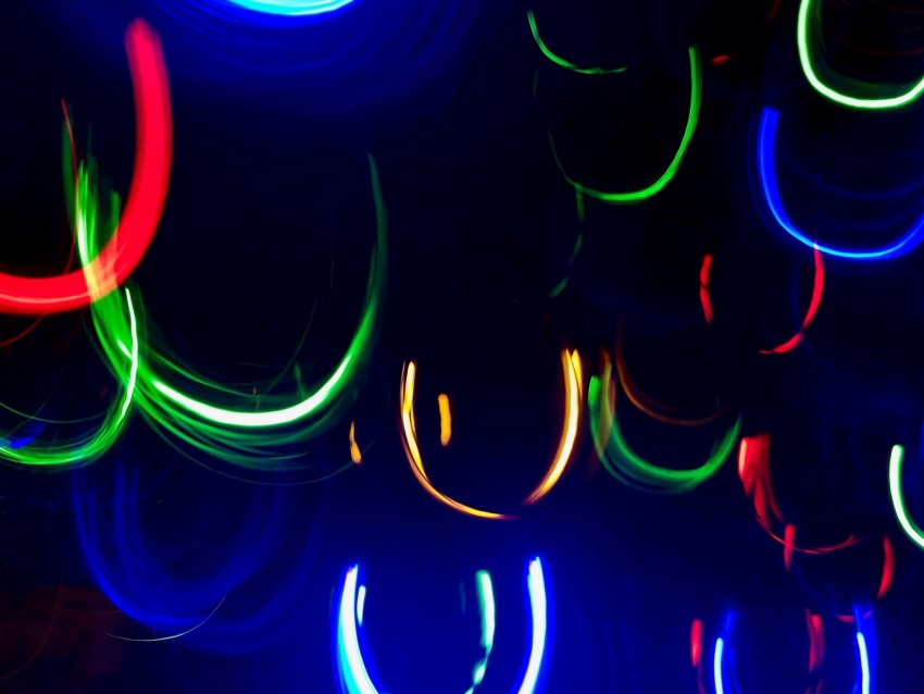 Neon Line Lights Colorful Arc Dark Background