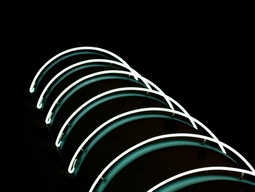 Neon Lines Lights Arc Curved Dark Background