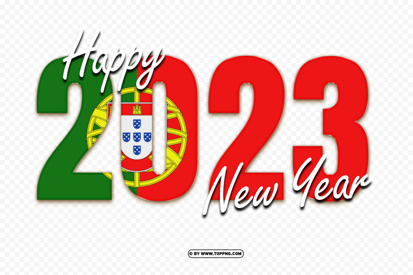 New Year 2023 Festive Pattern With Portugal Flag PNG Transparent Background