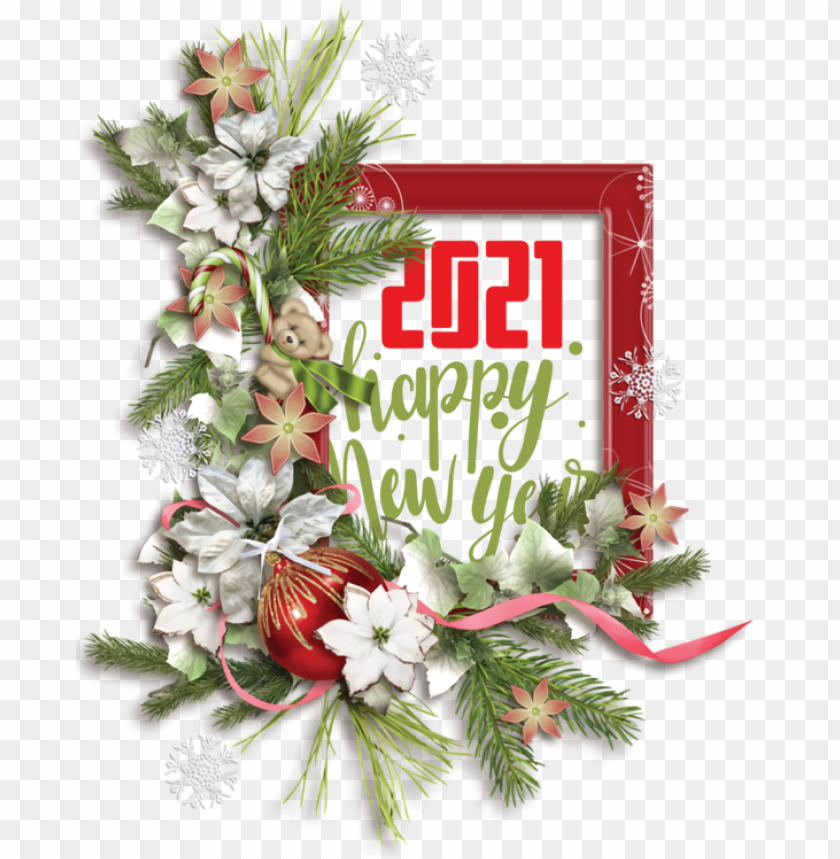 New Year Floral Design Cut Flowers Flower Bouquet For Happy New Year 2021 For New Year PNG Transparent Background